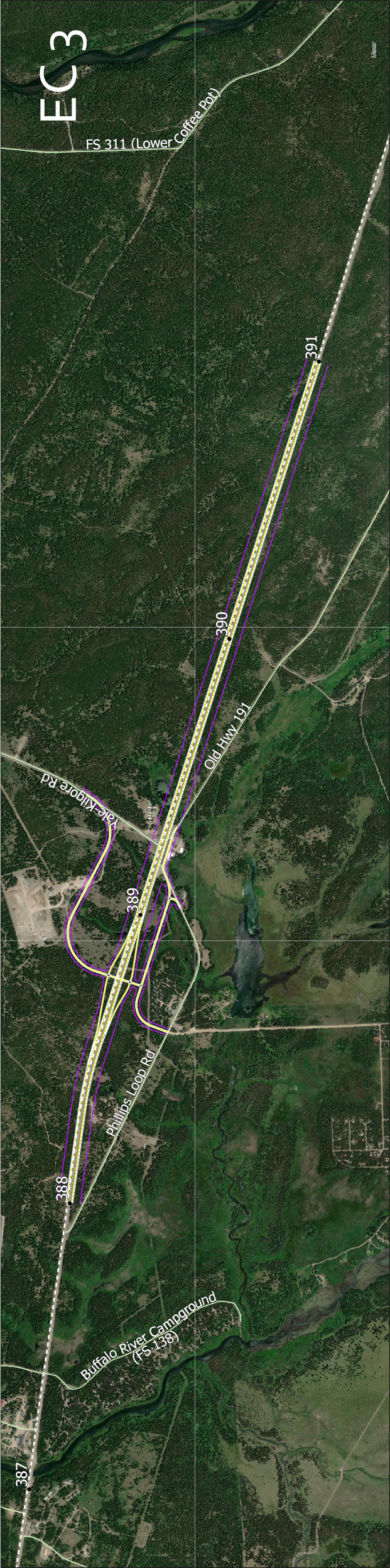 Map of Elk Creek alternatives EC3.
