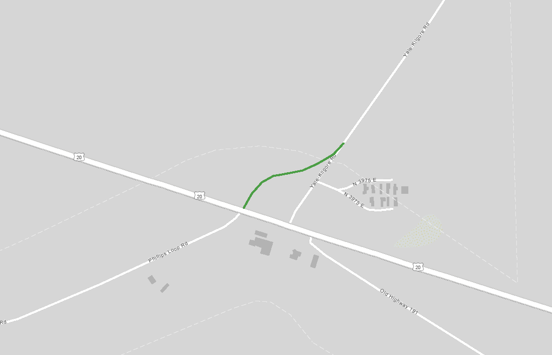 Area map of short-term improvement at US-20 Elk Creek intersection.