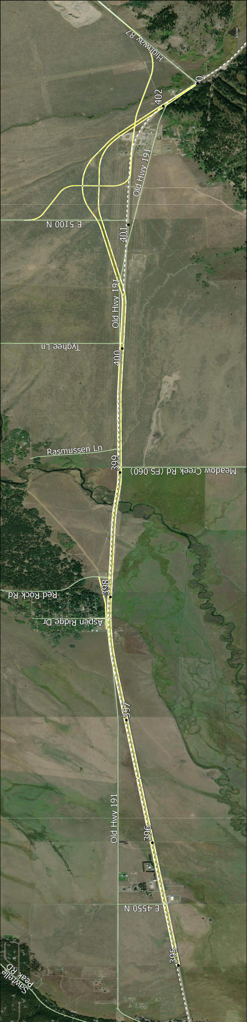 Map of Red Rock Road alternatives RR3.