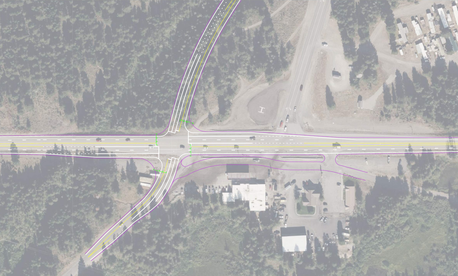 Map of Elk Creek High Priority Intersection Improvements EC1 PEL Alternative.