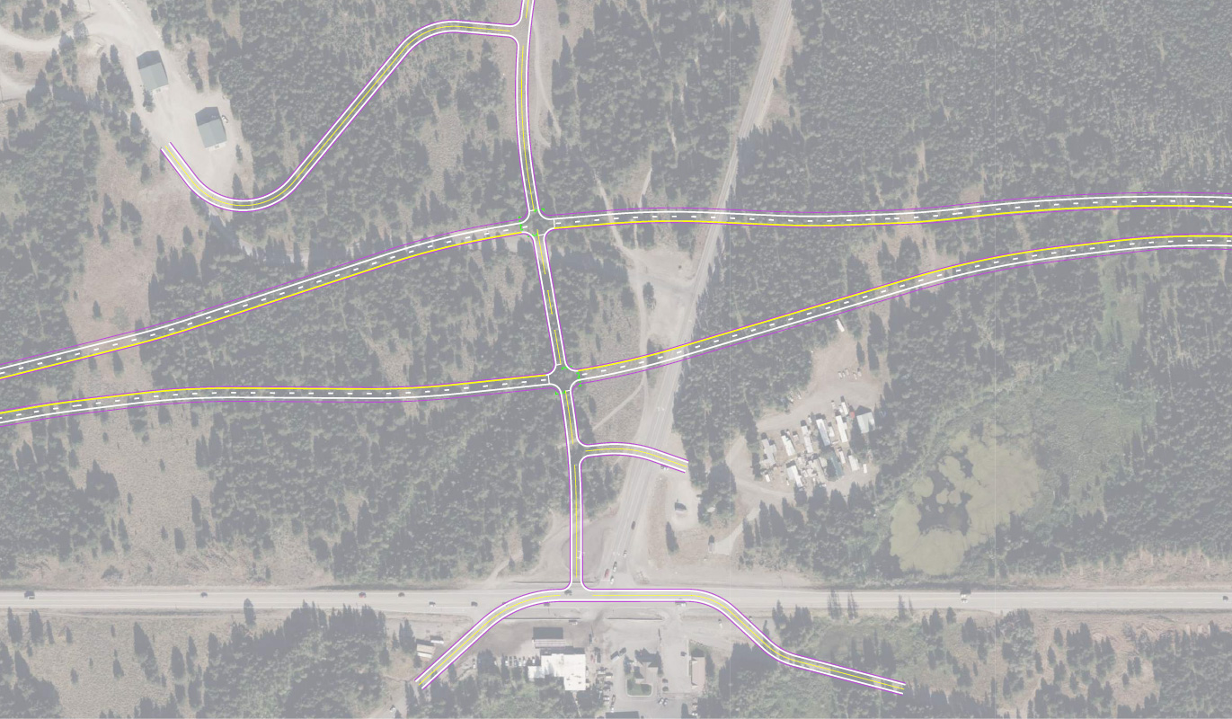 Map of Elk Creek High Priority Intersection Improvements EC2 PEL Alternative.