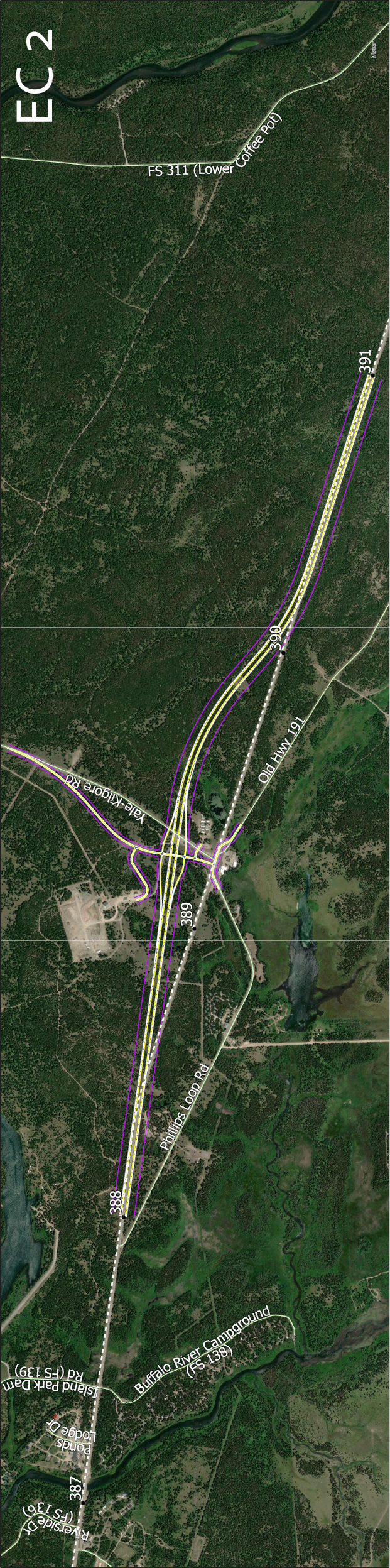 Map of Elk Creek alternatives EC2.